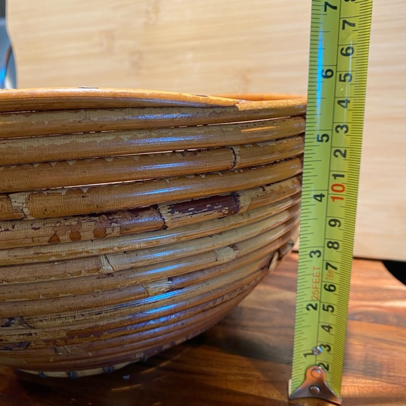 Vintage Mid Century Modern Bamboo Pencil Reed Bowl in style of Gabriella Crespi - Picture 8 of 12